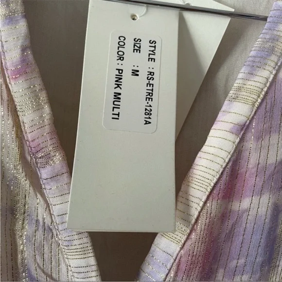 Rococo Sand Emi Metallic Shimmer Purple and Pink Long Sleeve Maxi Dress - Picture 9 of 15